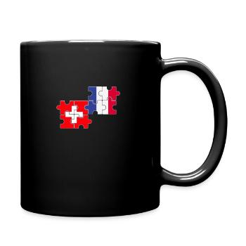 Schweiz Frankreich Flagge Franzose Schweizer - Tasse einfarbig - Schwarz - Rechts