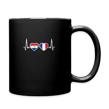 Paraguay Frankreich Vintage Herzschlag Flagge - Tasse einfarbig - Schwarz - Rechts