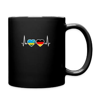 Ruanda Deutschland Vintage Herzschlag Flagge - Tasse einfarbig - Schwarz - Rechts