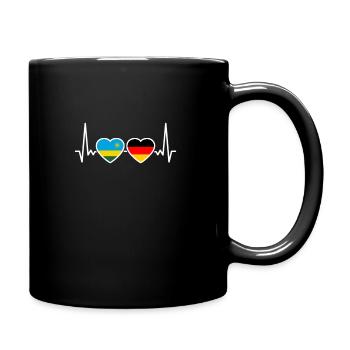 Ruanda Deutschland Herzschlag Flagge Ruandese - Tasse einfarbig - Schwarz - Rechts