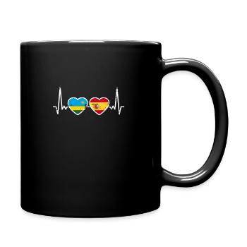 Ruanda Spanien Vintage Herzschlag Flagge Ruandese - Tasse einfarbig - Schwarz - Rechts