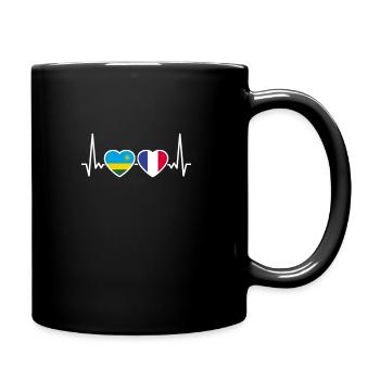 Ruanda Frankreich Herzschlag Flagge Ruandese - Tasse einfarbig - Schwarz - Rechts