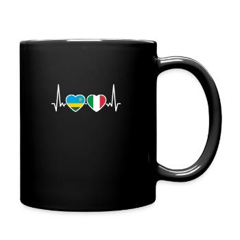 Ruanda Italien Herzschlag Flagge Ruandese - Tasse einfarbig - Schwarz - Rechts