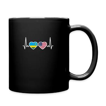 Rwanda USA Herzschlag Flagge Amerikanisch - Tasse einfarbig - Schwarz - Rechts