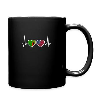 Zambie, États-Unis, Heartbeat, Drapeau, Américain, Zambien - Mug uni - noir - Droite
