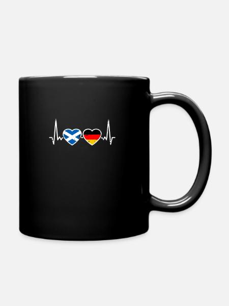 Scotland Germany Vintage Heartbeat Flag - Full Colour Mug - black