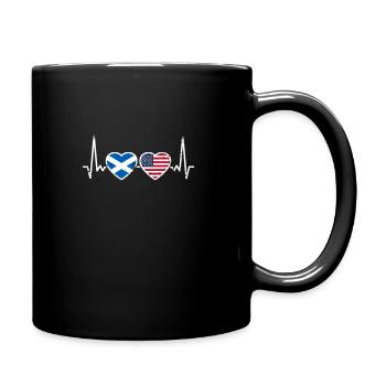 Scotland USA Vintage Heartbeat Flag - Full Colour Mug - black - Right