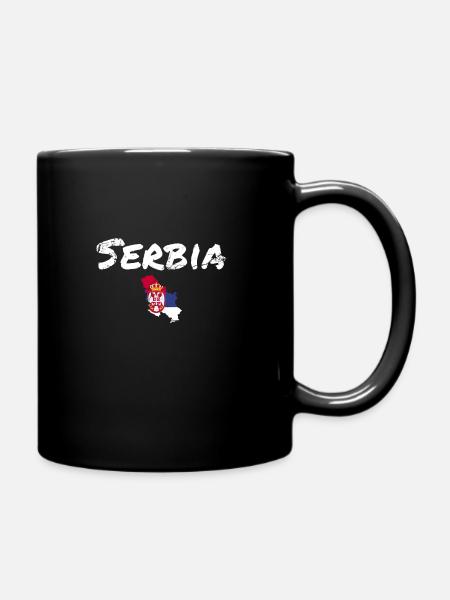 Serbie Vintage carte Serbie drapeau Serbie - Mug uni - noir