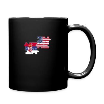Serbia USA Flag American Serb - Full Colour Mug - black - Right