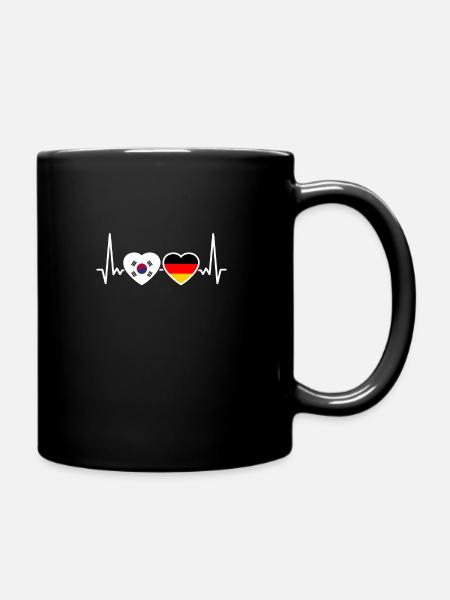 Südkorea Deutschland Herzschlag Flagge Südkoreaner - Tasse einfarbig - Schwarz