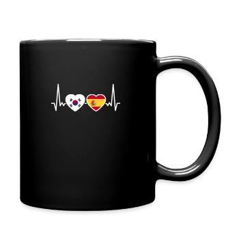 South Korea Spain Heartbeat Flag South Korean - Full Colour Mug - black - Right