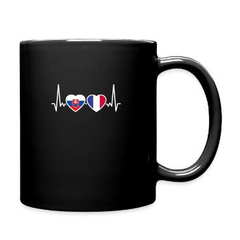 Slowakei Frankreich Herzschlag Flagge Slowake - Tasse einfarbig - Schwarz - Rechts