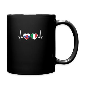 Slowakei Italien Herzschlag Flagge Slowake - Tasse einfarbig - Schwarz - Rechts