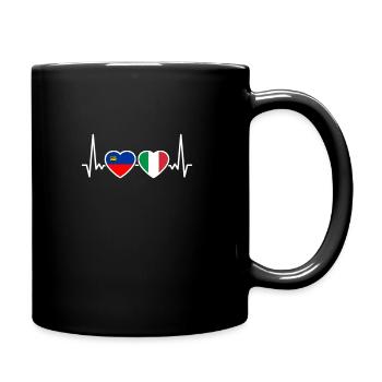 Liechtenstein Italien Herzschlag Flagge - Tasse einfarbig - Schwarz - Rechts
