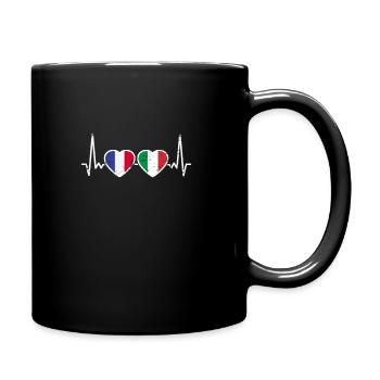 France Italie Vintage Heartbeat drapeau - Mug uni - noir - Droite