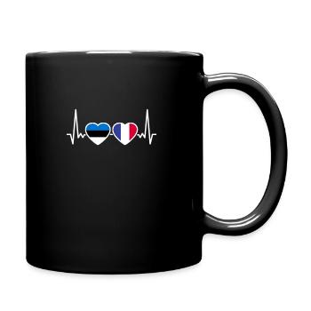 Estonie France Heartbeat Flag Este - Mug uni - noir - Droite