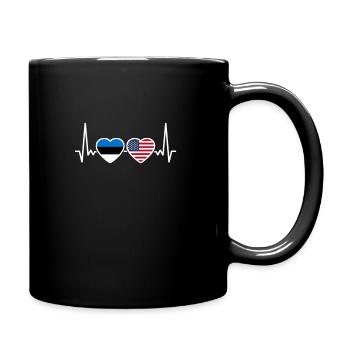 Estonie États-Unis Heartbeat Flag Estonien - Mug uni - noir - Droite