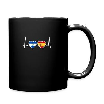 El Salvador Spanien Vintage Herzschlag Flagge - Tasse einfarbig - Schwarz - Rechts
