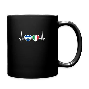 El Salvador Italien Herzschlag Flagge - Tasse einfarbig - Schwarz - Rechts