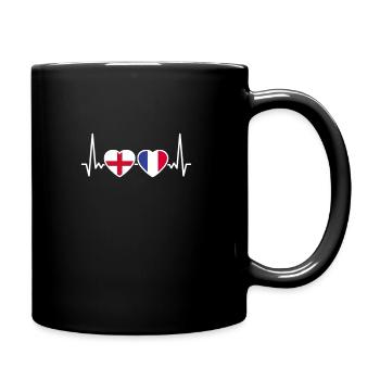 England Frankreich Herzschlag Flagge Engländer - Tasse einfarbig - Schwarz - Rechts