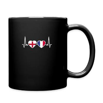 Angleterre France Vintage Heartbeat drapeau - Mug uni - noir - Droite