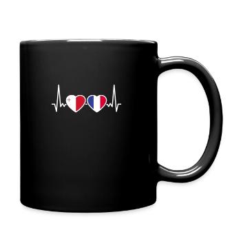 Malta Frankreich Herzschlag Flagge Maltesisch - Tasse einfarbig - Schwarz - Rechts