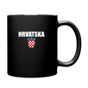 Hrvatska Vintage Coat of Arms Croatia Flag Croatia - Full Colour Mug - black - Right