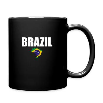 Brazil Map Brazil Brazilian Flag - Full Colour Mug - black - Right