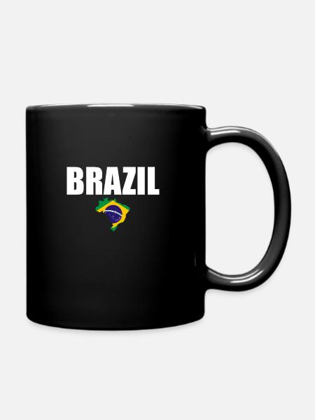 Carte Brésil Brésil Drapeau brésilien - Mug uni - noir