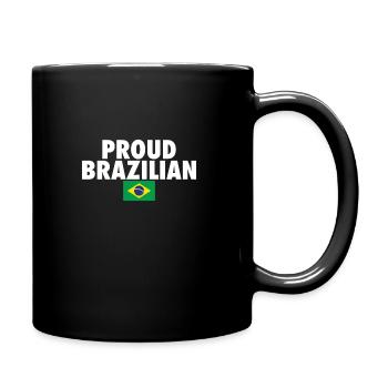 Proud Brazilian Brazil Brazilian Flag - Full Colour Mug - black - Right