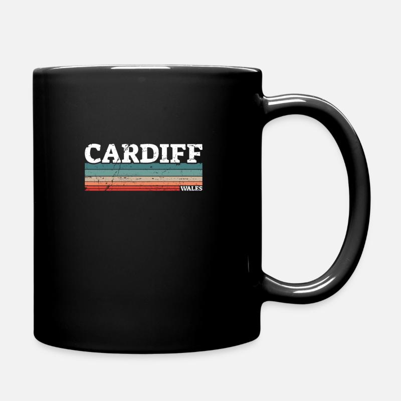 Cardiff Wales Vintage Welsh - Full Colour Mug - black