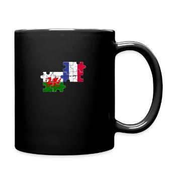 Wales Frankreich Vintage Flagge Franzose Waliser - Tasse einfarbig - Schwarz - Rechts