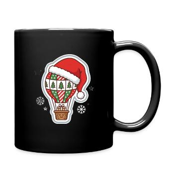 Heißluftballon mit Weihnachtsmütze Weihnachtsmotiv - Tasse einfarbig - Schwarz - Rechts