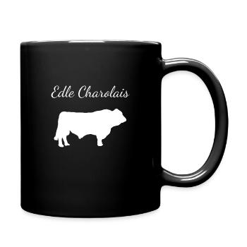 Edle Charolais Rinder-Züchter Bulle Zucht Landwirt - Tasse einfarbig - Schwarz - Rechts
