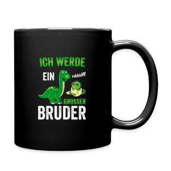 Ich werde ein grosser Bruder Dino - Tasse einfarbig - Schwarz - Rechts