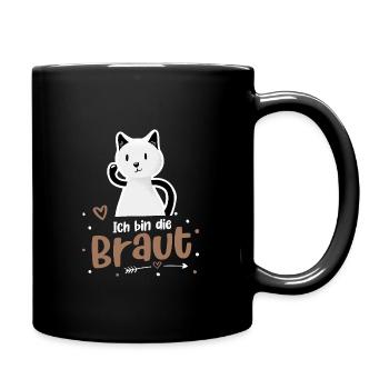 Ich bin die Braut Katze JGA - Tasse einfarbig - Schwarz - Rechts
