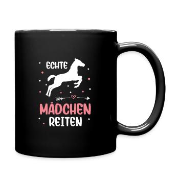 Echte Mädchen Reiten Pferde Mädchen - Tasse einfarbig - Schwarz - Rechts
