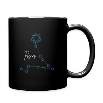 Zodiac Pisces Constellation - Full Colour Mug - black - Right