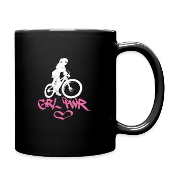 Mountain Bike MTB Mädchen Girl Power grl pwr Biker - Tasse einfarbig - Schwarz - Rechts
