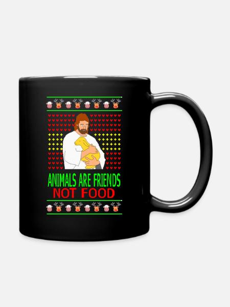 Vegan Jesus Ugly Pixel Sweater - Full Colour Mug - black