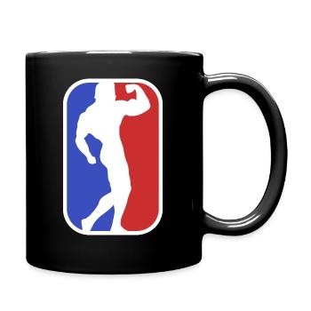 Logo Bodybuilding Bodybuilder Bizeps Pose Arnold - Tasse einfarbig - Schwarz - Rechts