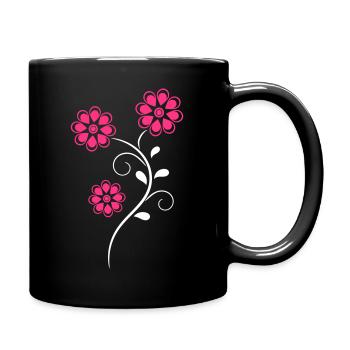 Flowers flower blossom flowers tendril pink pink purple - Full Colour Mug - black - Right