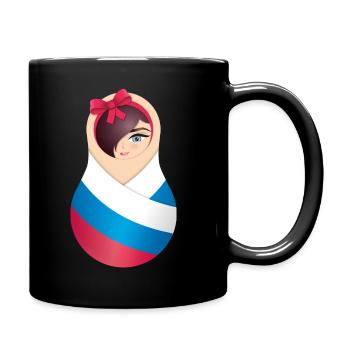 Matroschka Olga – Team Russia - Tasse einfarbig - Schwarz - Rechts