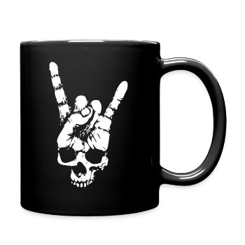 heavy metal totenkopf mit teufelshörner hand - Tasse einfarbig - Schwarz - Rechts