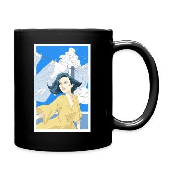Frau mit gelben Kleid - Tasse einfarbig - Schwarz - Rechts