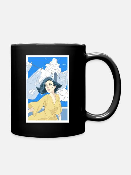 Woman with yellow dress - Full Colour Mug - black
