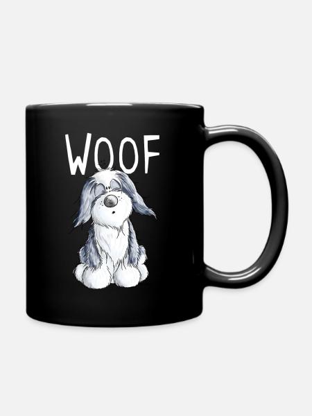 Woof Bearded Collie - Beardie - Geschenk - Comic - Tasse einfarbig - Schwarz