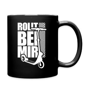 Roller Tretroller E-Roller Cityroller Fahrer - Tasse einfarbig - Schwarz - Rechts