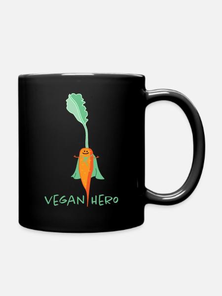 Veganer Held als Karotte - Tasse einfarbig - Schwarz