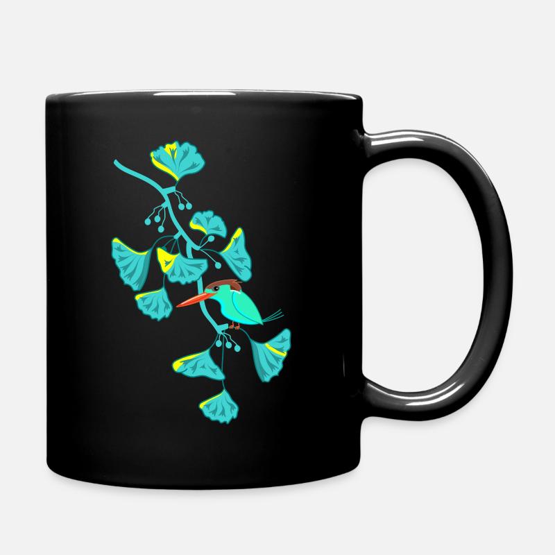 Oiseau de glace et ginkgo - Mug uni - noir